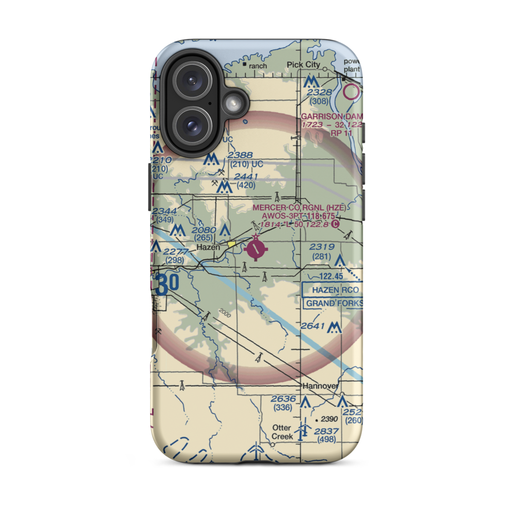 Mercer County Regional Airport (HZE) VFR Sectional  Tough iPhone Case iPhone 16 Plus model shown