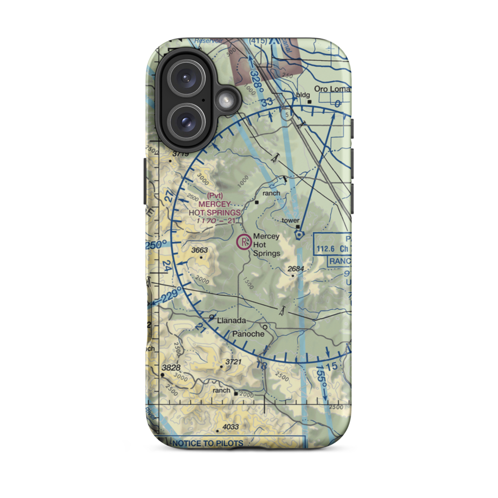 Mercey Hot Springs Airport (CN22) VFR Sectional  Tough iPhone Case iPhone 16 Plus model shown