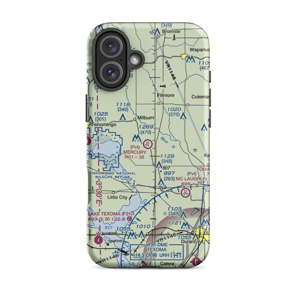 Mercury Ranch Airport (2OK1) VFR Sectional  Tough iPhone Case iPhone 16 Plus model shown