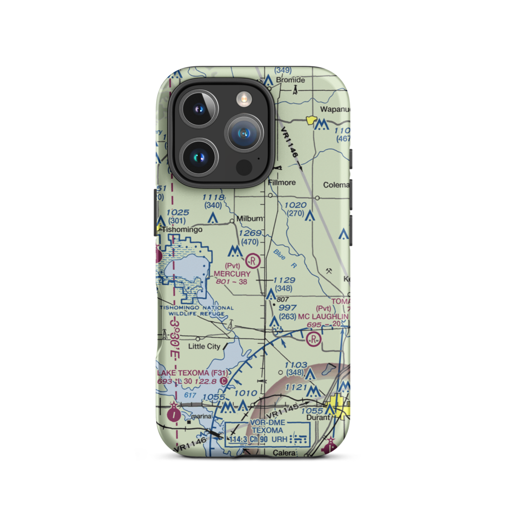 Mercury Ranch Airport (2OK1) VFR Sectional  Tough iPhone Case iPhone 16 Pro model shown