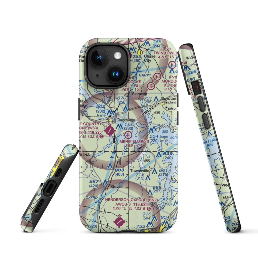 Merifield Airport (VG34) VFR Sectional  Tough iPhone Case iPhone 15 model shown