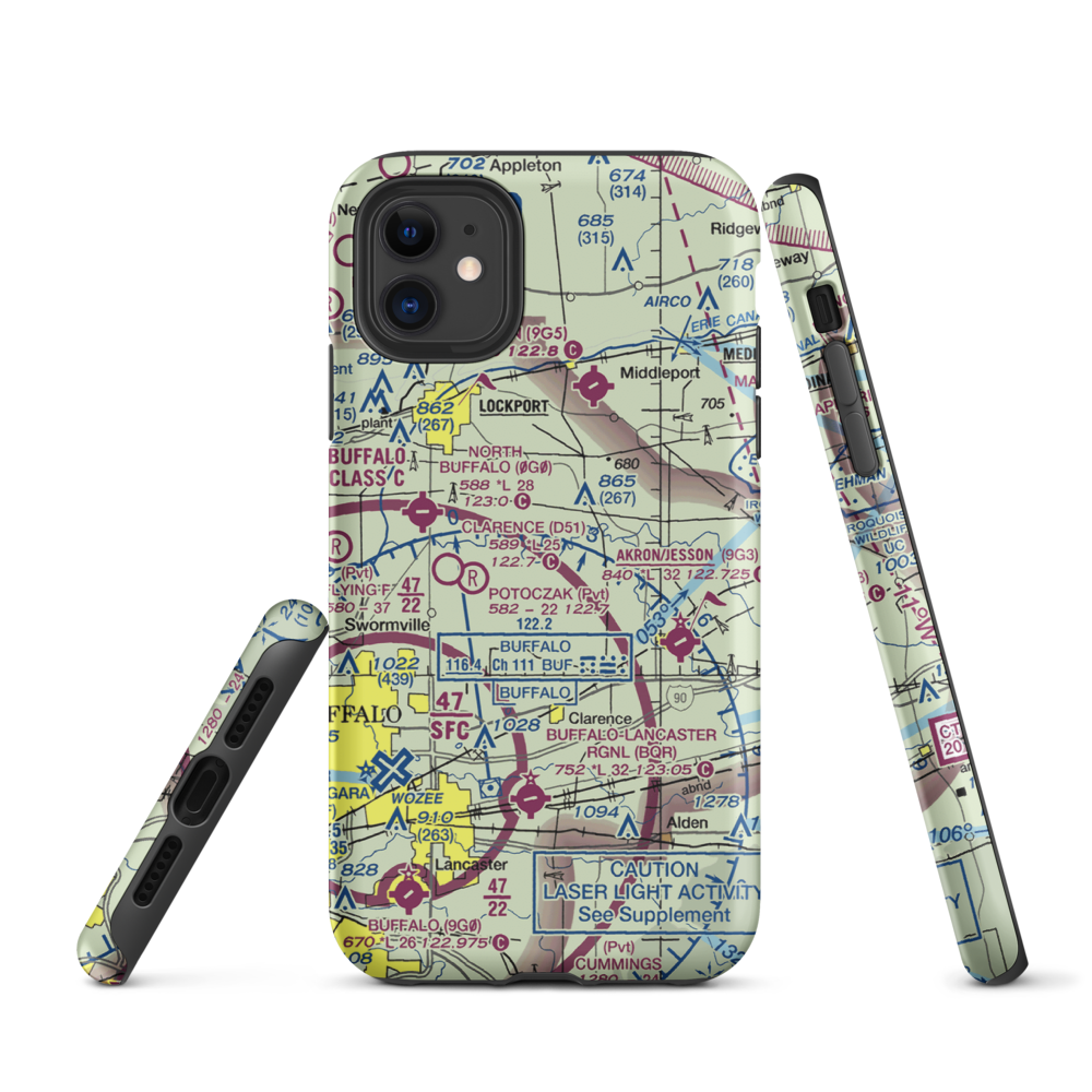 Merkle Airport (NK87) VFR Sectional  Tough iPhone Case iPhone 11 model shown