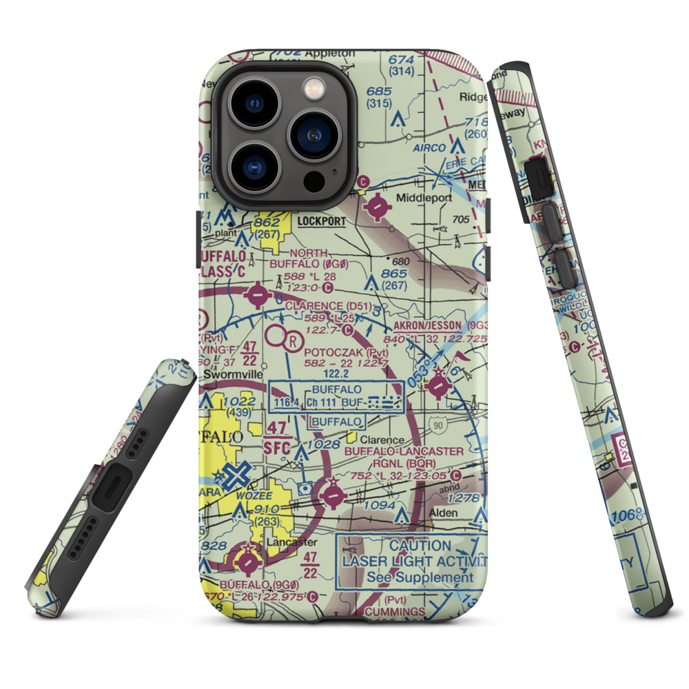 Merkle Airport (NK87) VFR Sectional  Tough iPhone Case iPhone 13 Pro Max model shown