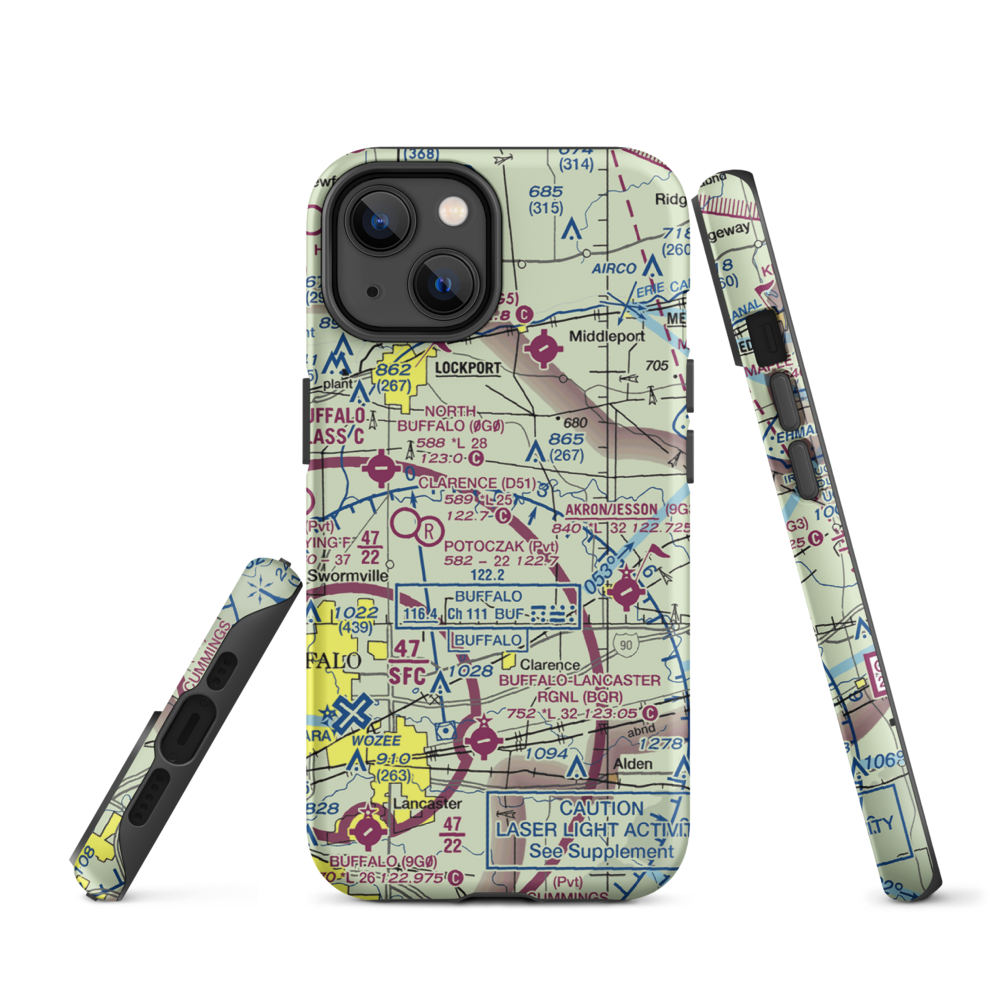 Merkle Airport (NK87) VFR Sectional  Tough iPhone Case iPhone 14 model shown