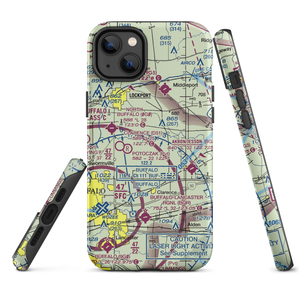 Merkle Airport (NK87) VFR Sectional  Tough iPhone Case iPhone 14 Plus model shown
