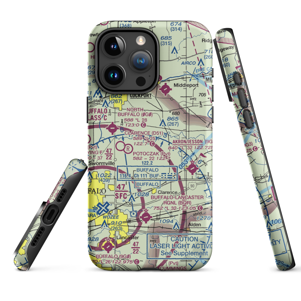 Merkle Airport (NK87) VFR Sectional  Tough iPhone Case iPhone 15 Pro Max model shown
