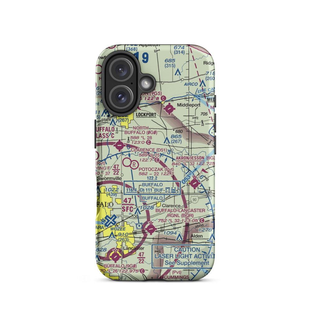 Merkle Airport (NK87) VFR Sectional  Tough iPhone Case iPhone 16 model shown