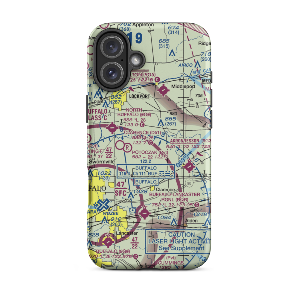 Merkle Airport (NK87) VFR Sectional  Tough iPhone Case iPhone 16 Plus model shown