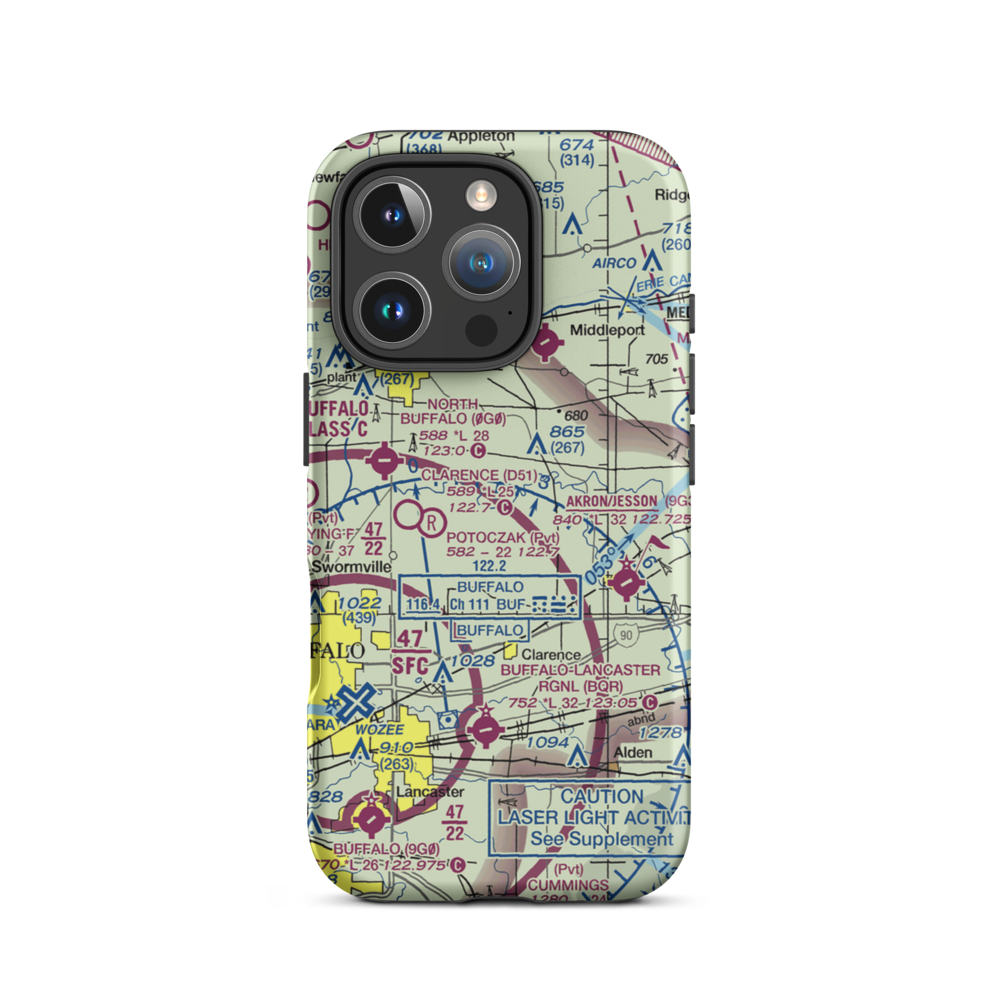 Merkle Airport (NK87) VFR Sectional  Tough iPhone Case iPhone 16 Pro model shown