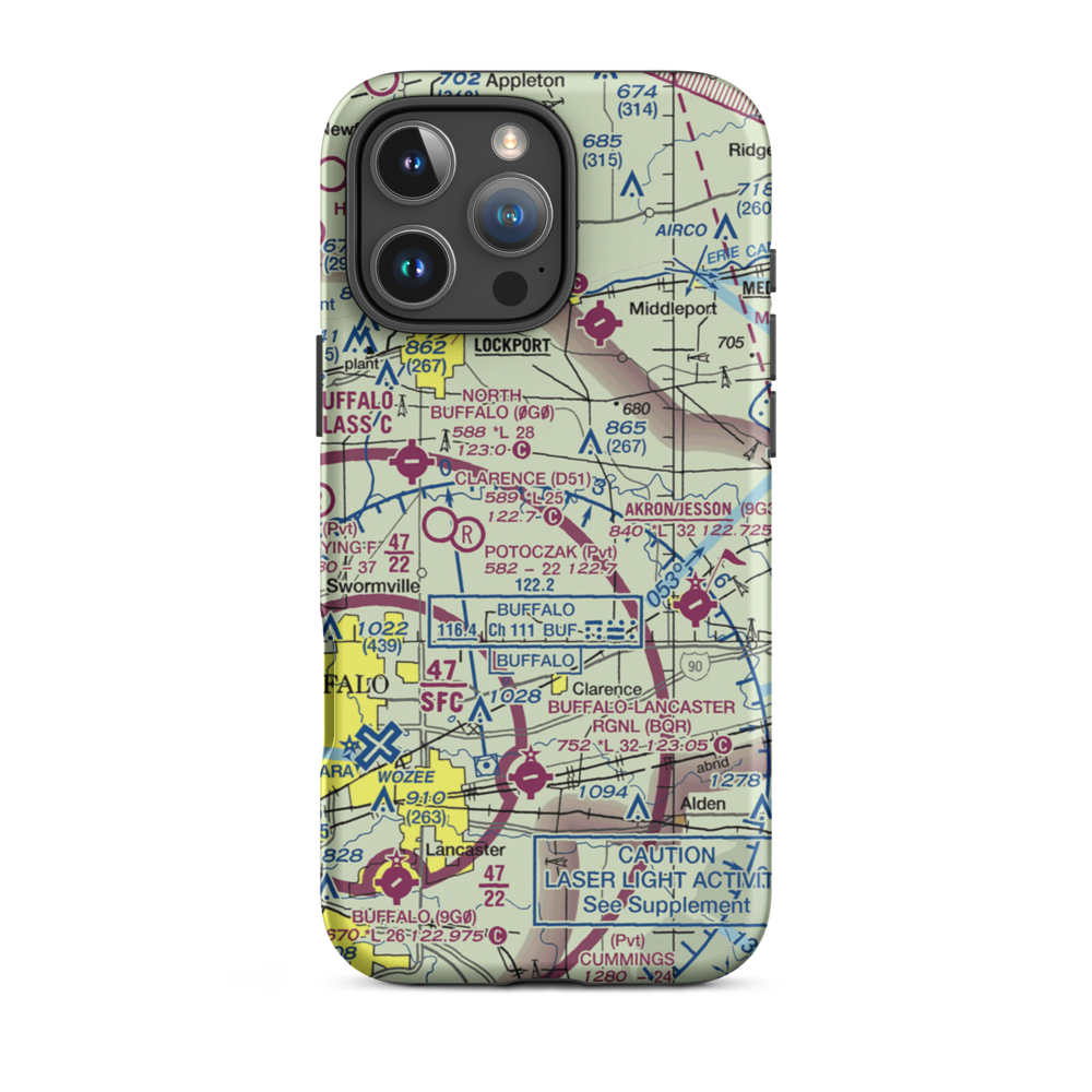 Merkle Airport (NK87) VFR Sectional  Tough iPhone Case iPhone 16 Pro Max model shown