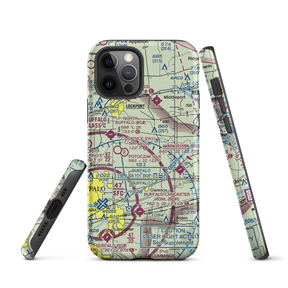 Merkle Airport (NK87) VFR Sectional  Tough iPhone Case iPhone 12 Pro model shown
