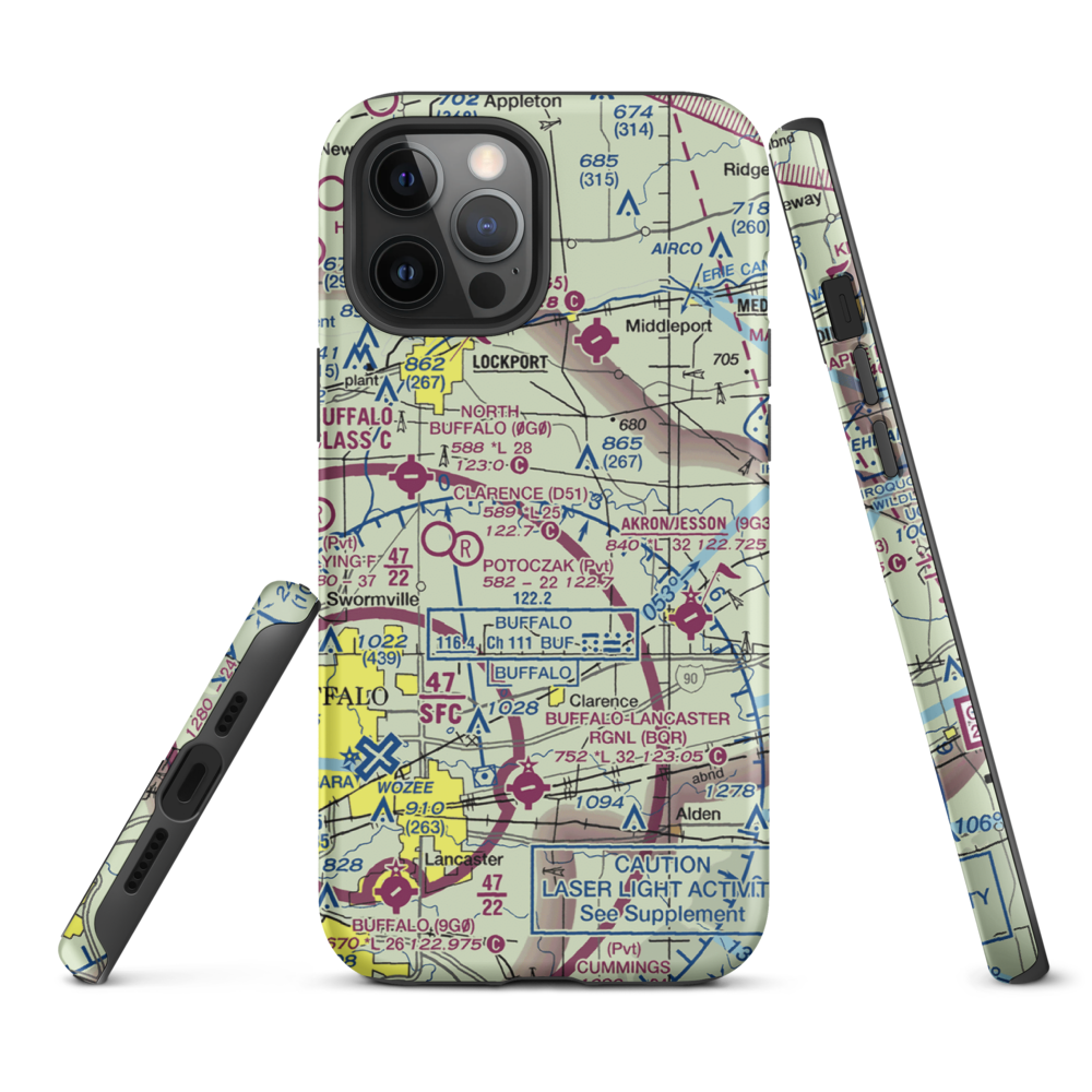 Merkle Airport (NK87) VFR Sectional  Tough iPhone Case iPhone 12 Pro Max model shown