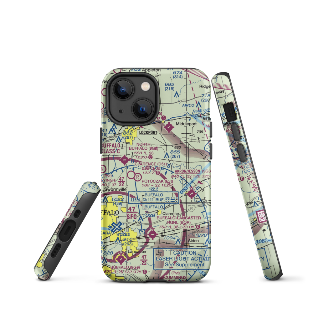 Merkle Airport (NK87) VFR Sectional  Tough iPhone Case iPhone 13 mini model shown