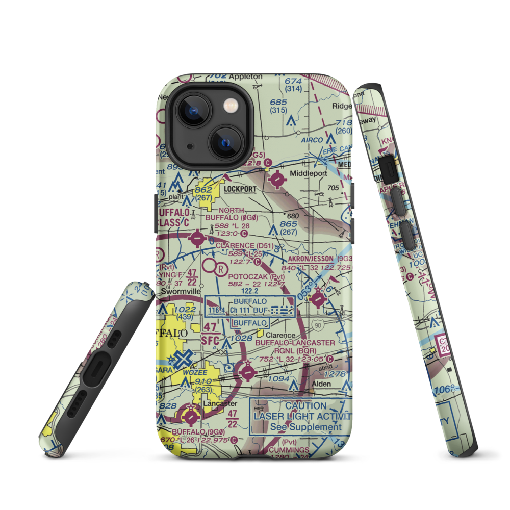 Merkle Airport (NK87) VFR Sectional  Tough iPhone Case iPhone 13 model shown