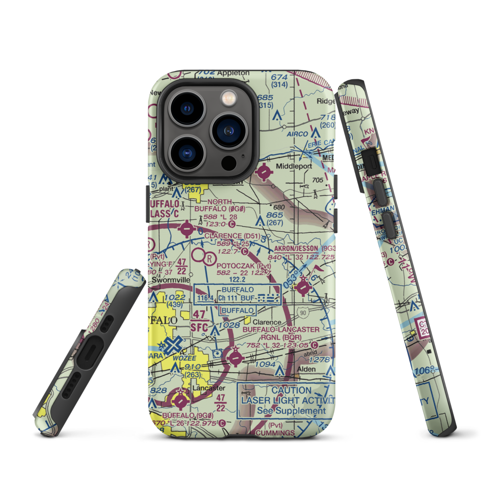 Merkle Airport (NK87) VFR Sectional  Tough iPhone Case iPhone 13 Pro model shown