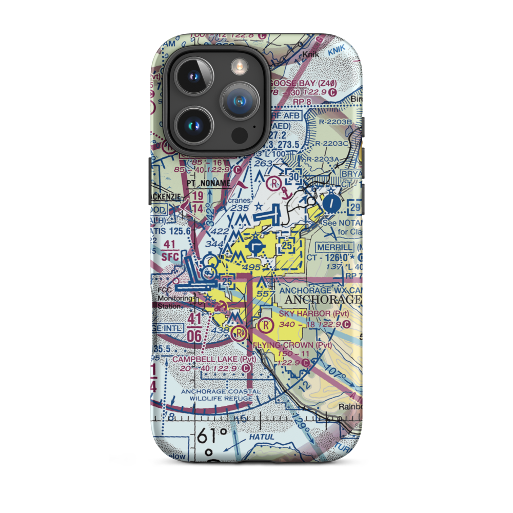 Merrill Field (MRI) VFR Sectional  Tough iPhone Case iPhone 16 Pro Max model shown