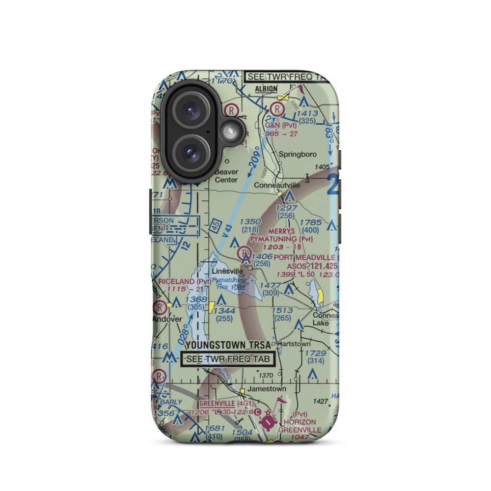 Merrys Pymatuning Airport (PA01) VFR Sectional  Tough iPhone Case iPhone 16 model shown