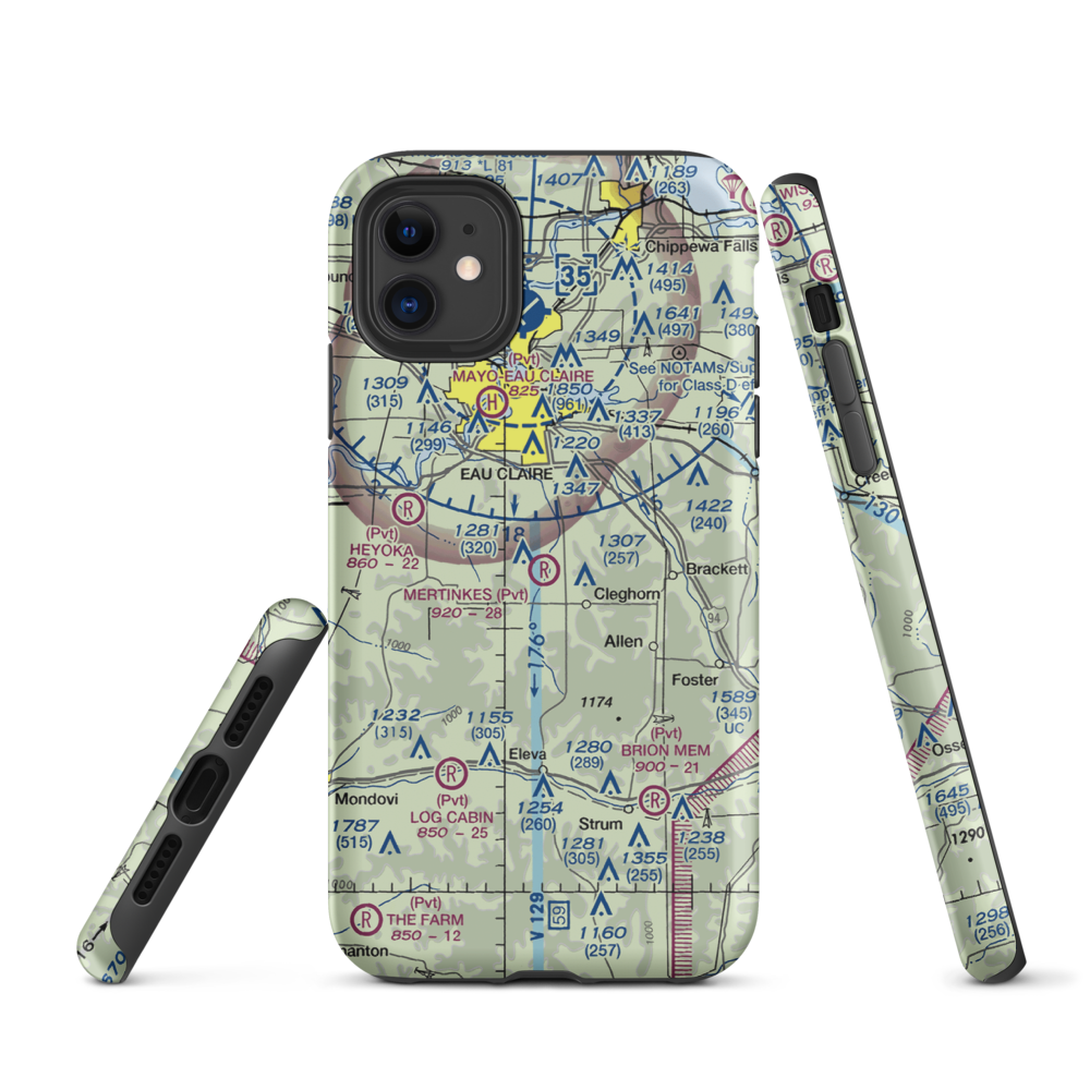 Mertinkes Airport (WI26) VFR Sectional  Tough iPhone Case iPhone 11 model shown