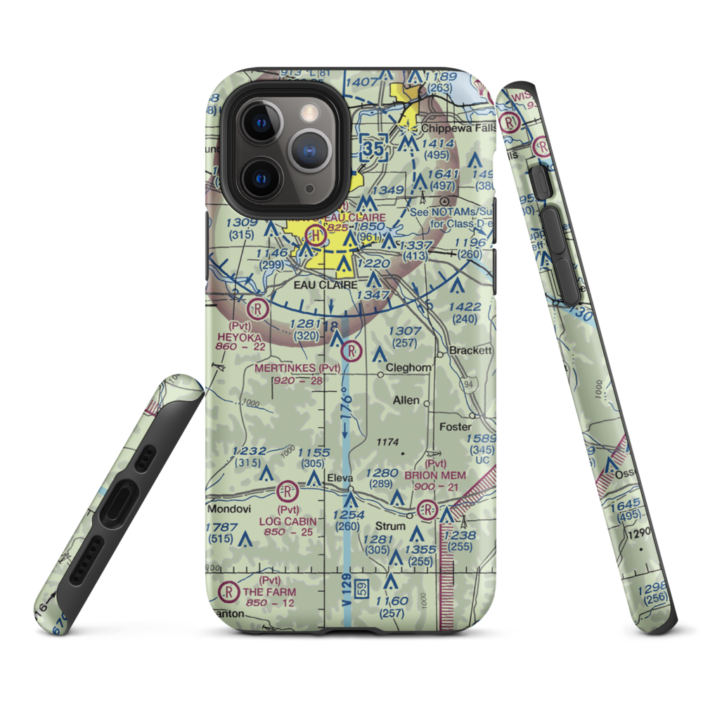 Mertinkes Airport (WI26) VFR Sectional  Tough iPhone Case iPhone 11 Pro model shown