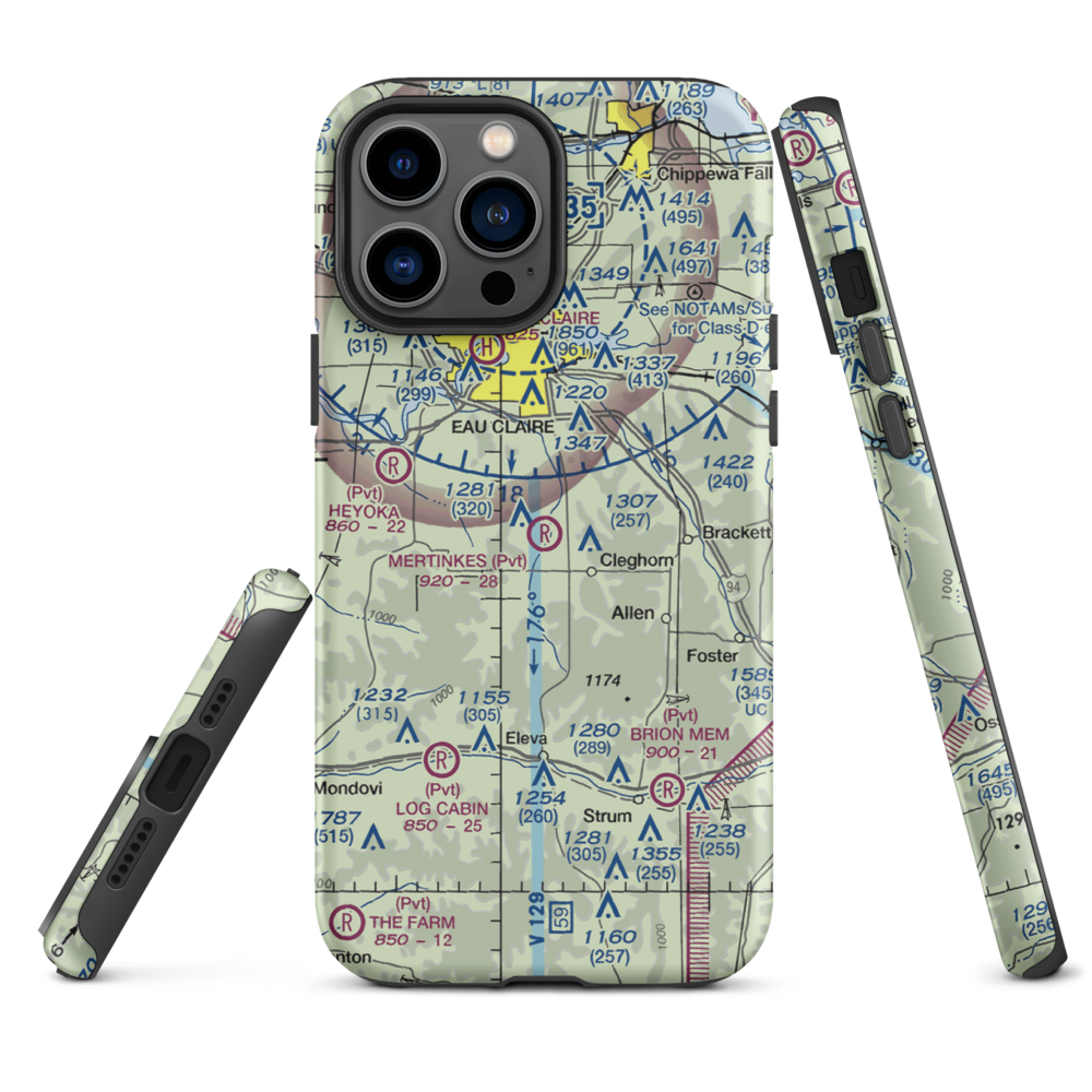 Mertinkes Airport (WI26) VFR Sectional  Tough iPhone Case iPhone 13 Pro Max model shown