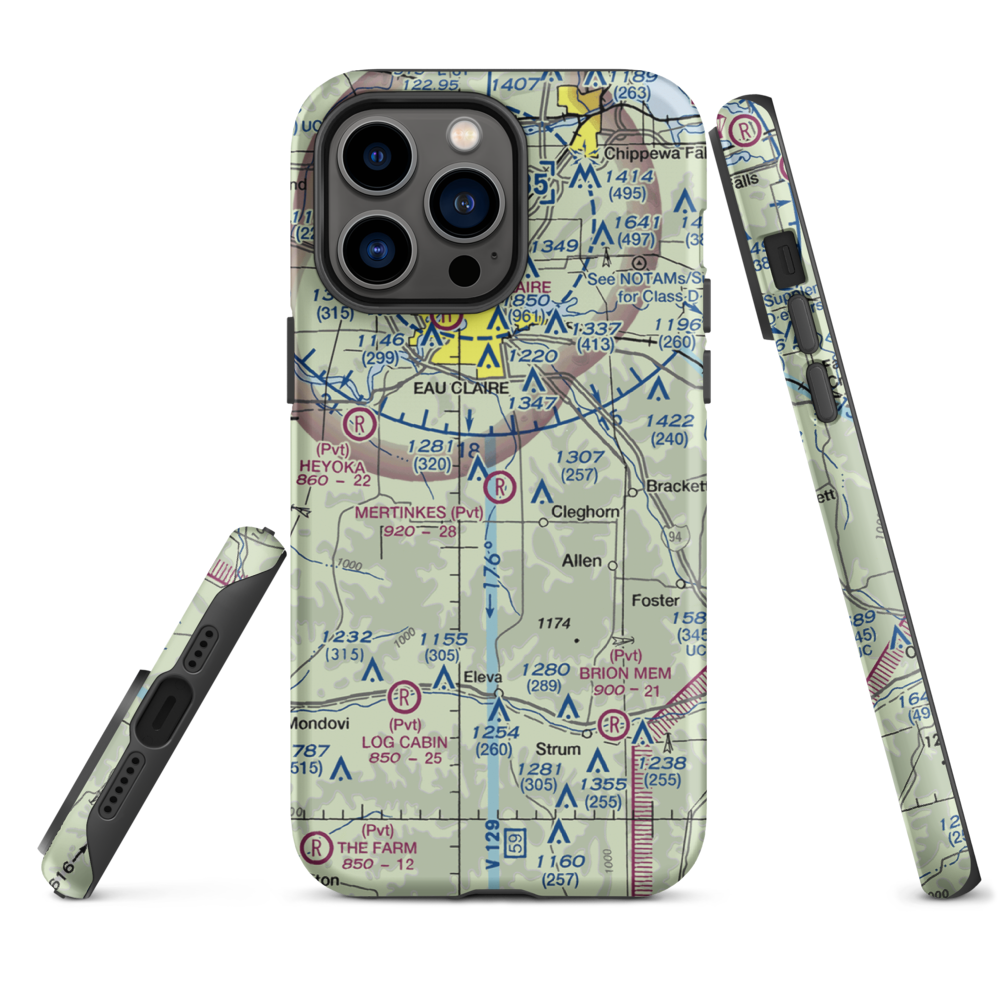 Mertinkes Airport (WI26) VFR Sectional  Tough iPhone Case iPhone 14 Pro Max model shown