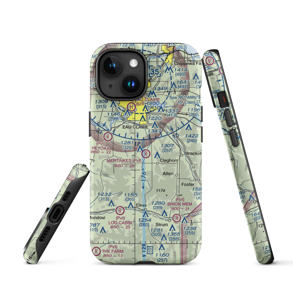 Mertinkes Airport (WI26) VFR Sectional  Tough iPhone Case iPhone 15 model shown