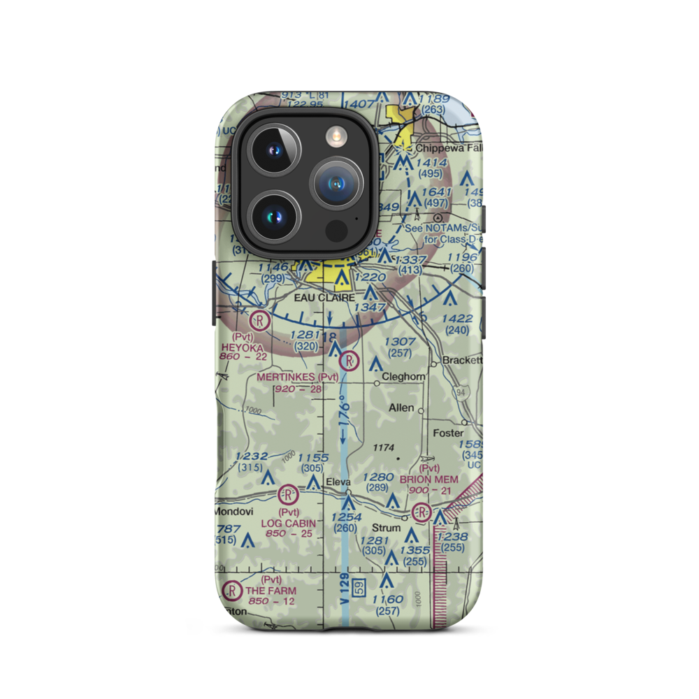 Mertinkes Airport (WI26) VFR Sectional  Tough iPhone Case iPhone 16 Pro model shown