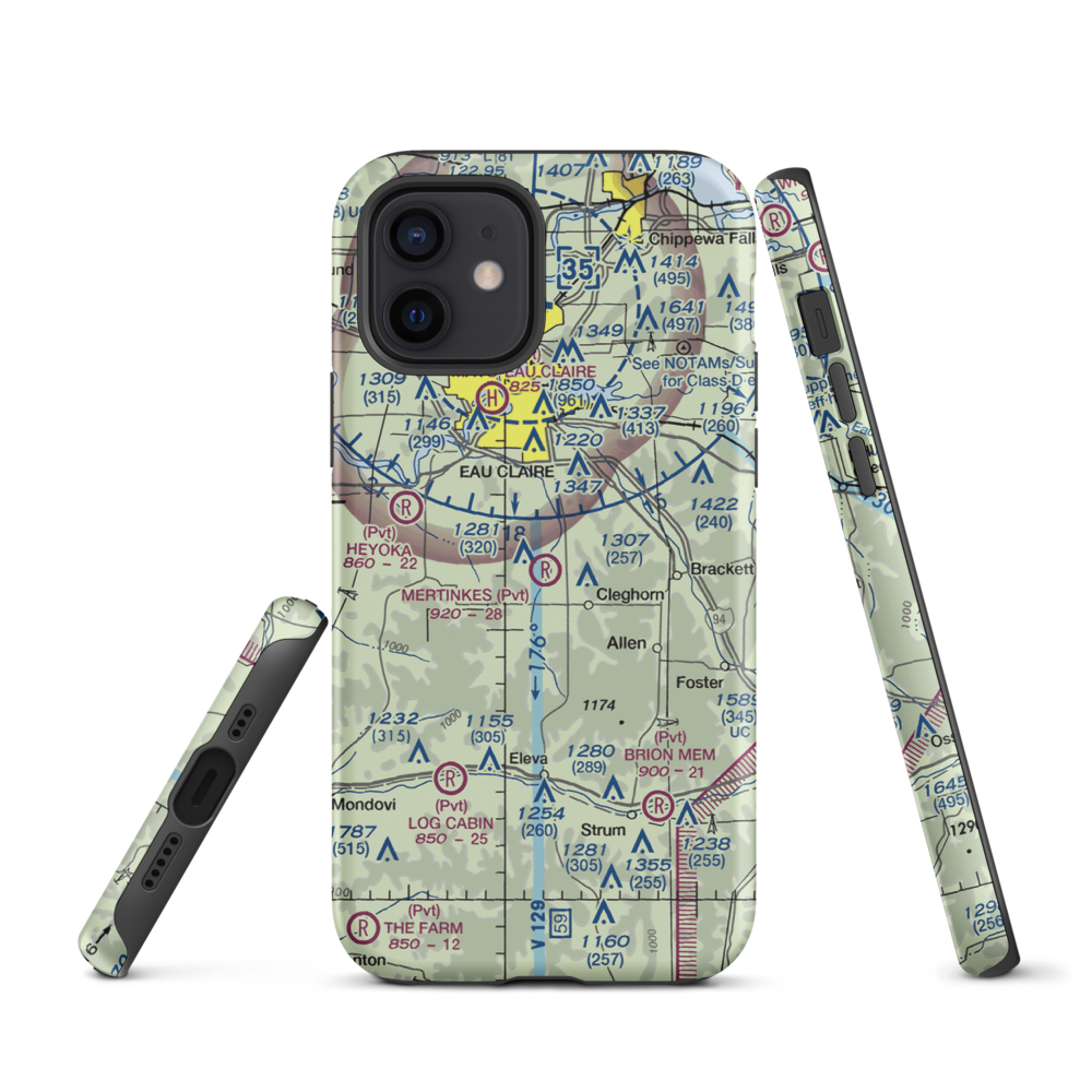 Mertinkes Airport (WI26) VFR Sectional  Tough iPhone Case iPhone 12 model shown