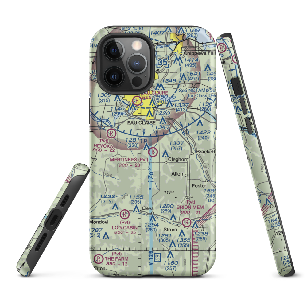 Mertinkes Airport (WI26) VFR Sectional  Tough iPhone Case iPhone 12 Pro Max model shown