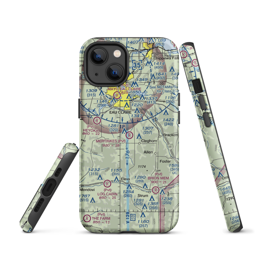 Mertinkes Airport (WI26) VFR Sectional  Tough iPhone Case iPhone 13 model shown