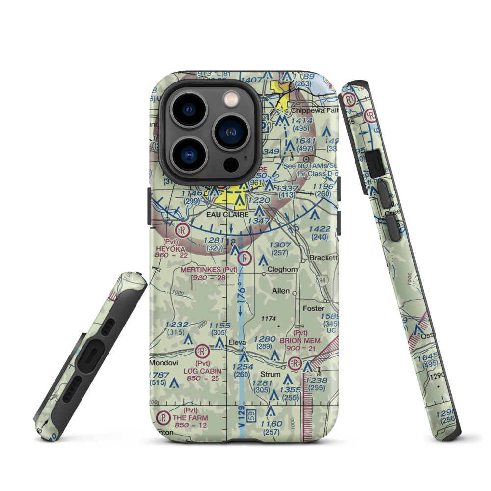 Mertinkes Airport (WI26) VFR Sectional  Tough iPhone Case iPhone 13 Pro model shown