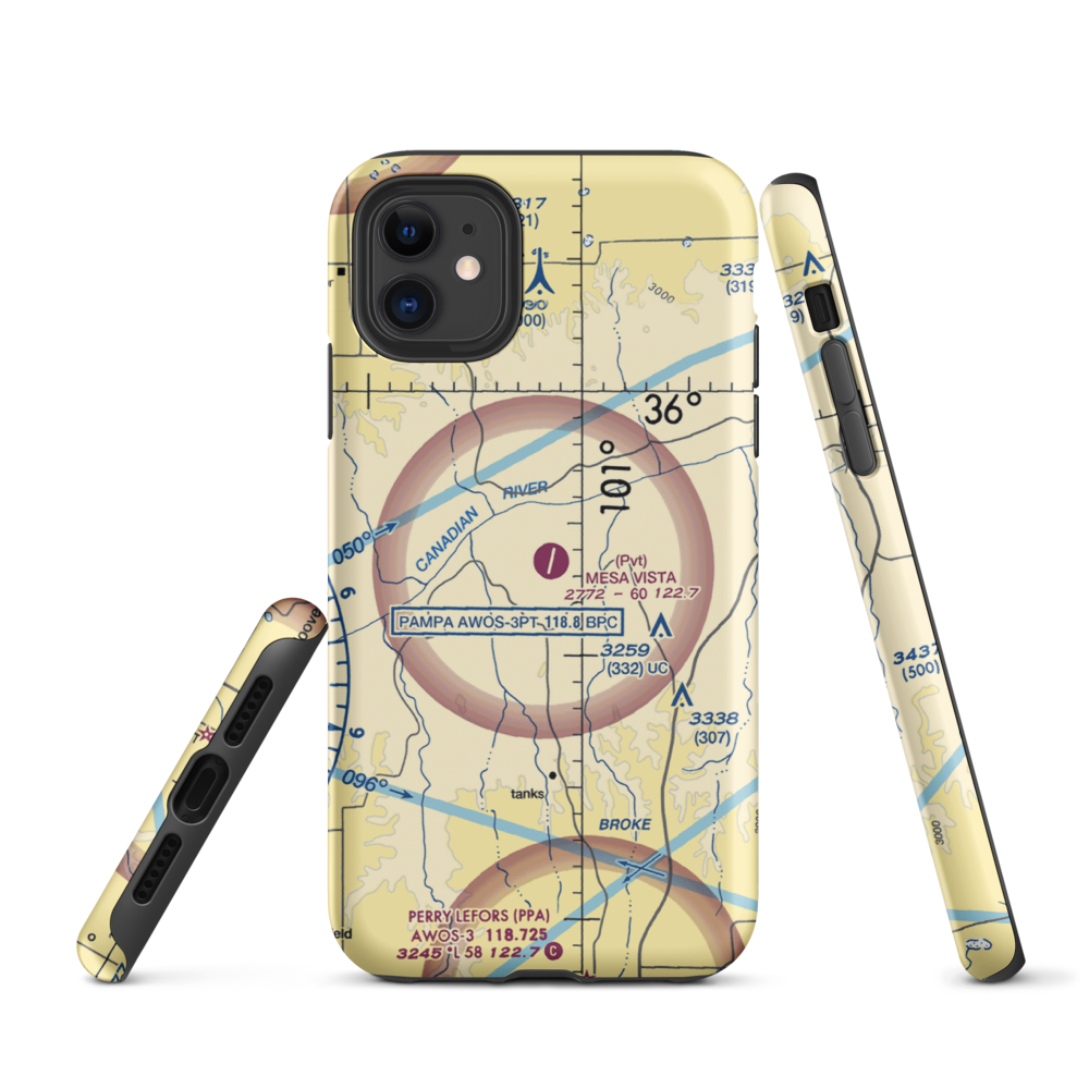 Mesa Vista Ranch Airport (TX13) VFR Sectional  Tough iPhone Case iPhone 11 model shown
