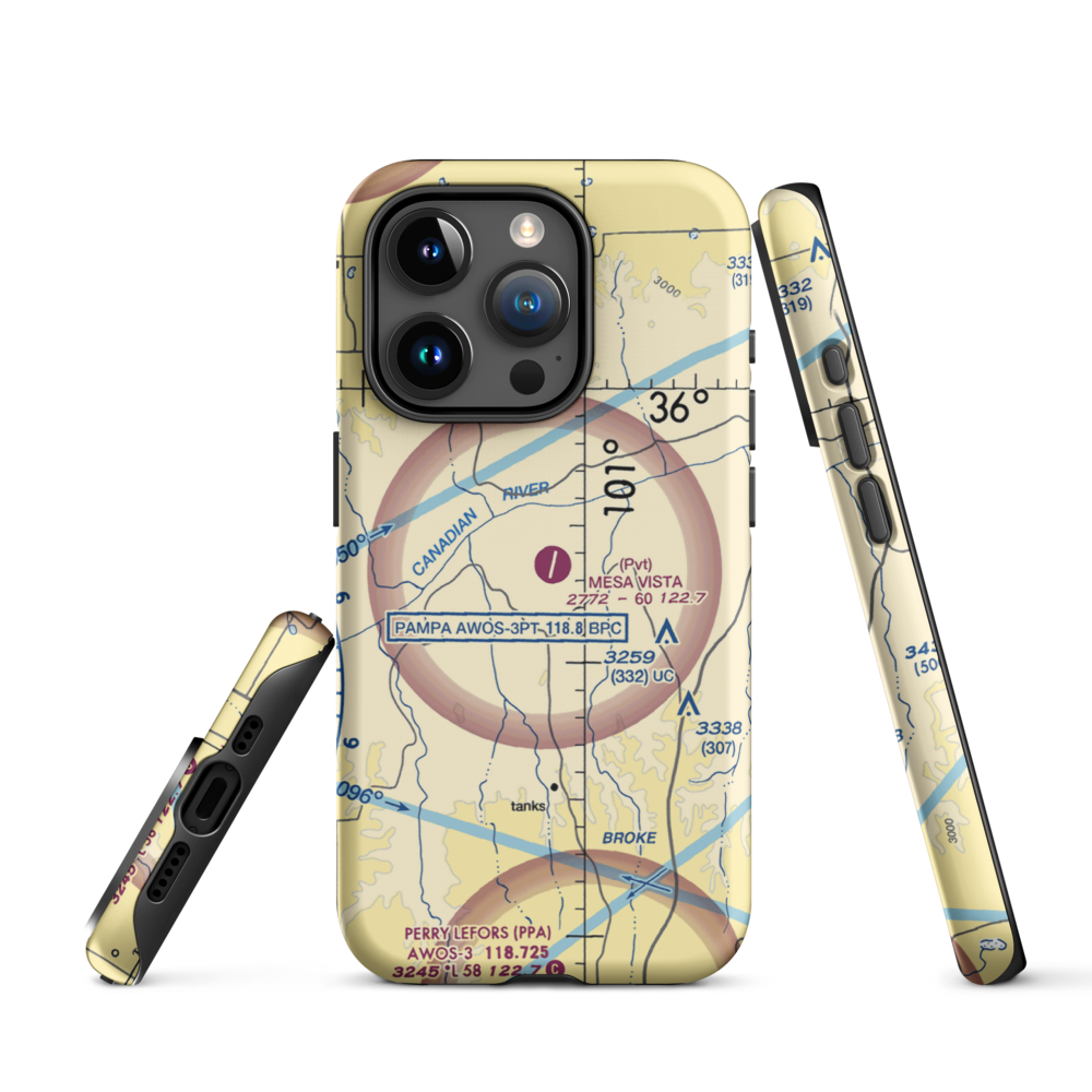 Mesa Vista Ranch Airport (TX13) VFR Sectional  Tough iPhone Case iPhone 15 Pro model shown