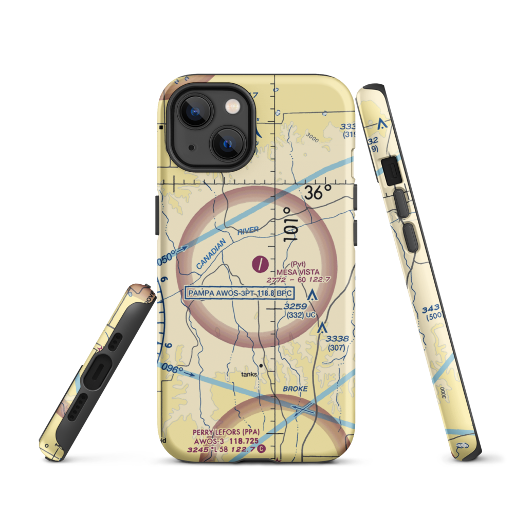 Mesa Vista Ranch Airport (TX13) VFR Sectional  Tough iPhone Case iPhone 13 model shown