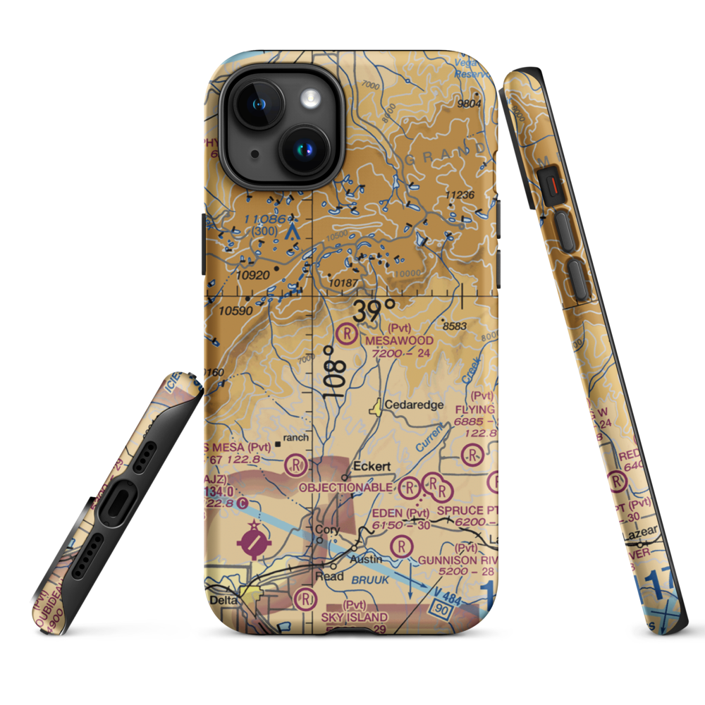 Mesawood Airpark (6CO2) VFR Sectional  Tough iPhone Case iPhone 15 Plus model shown