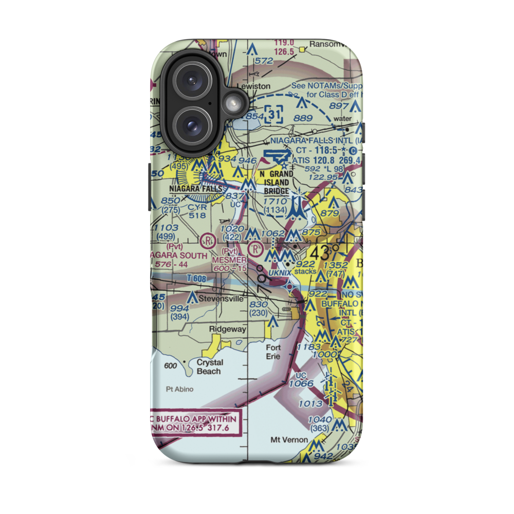 Mesmer Airport (NY49) VFR Sectional  Tough iPhone Case iPhone 16 Plus model shown