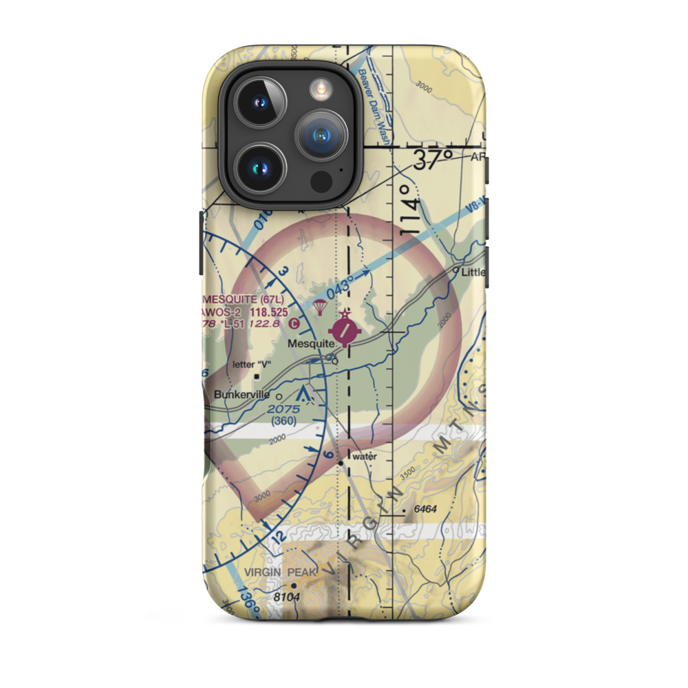 Mesquite Airport (67L) VFR Sectional  Tough iPhone Case iPhone 16 Pro Max model shown