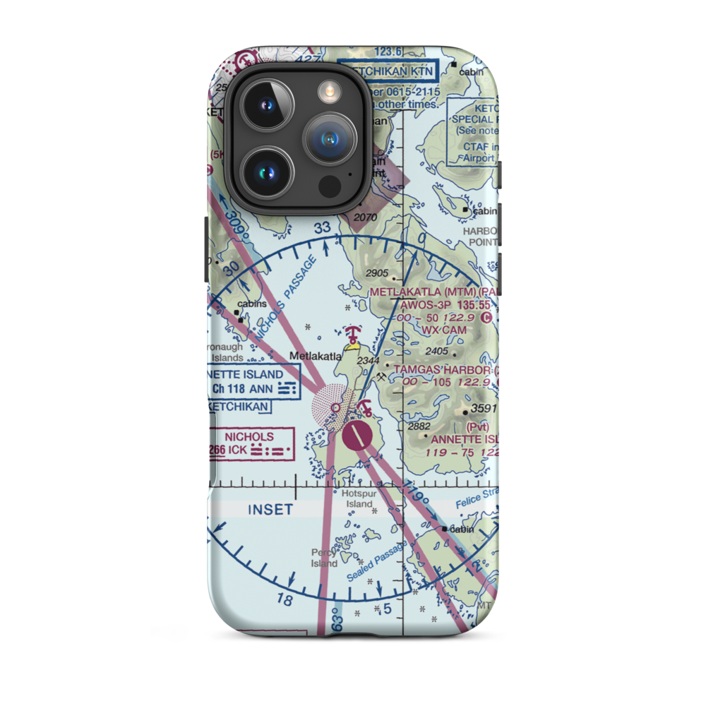 Metlakatla Seaplane Base (MTM) VFR Sectional  Tough iPhone Case iPhone 16 Pro Max model shown