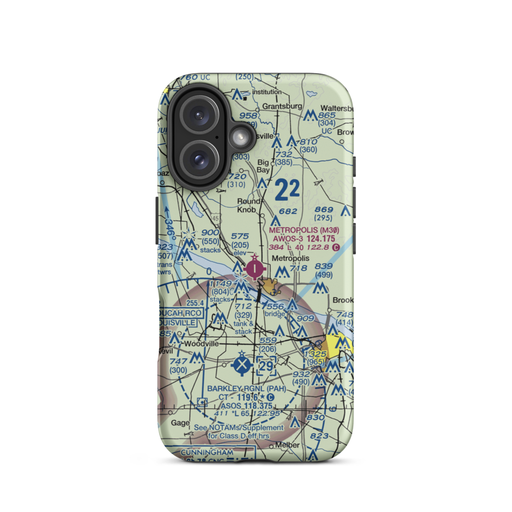 Metropolis Municipal Airport (M30) VFR Sectional  Tough iPhone Case iPhone 16 model shown