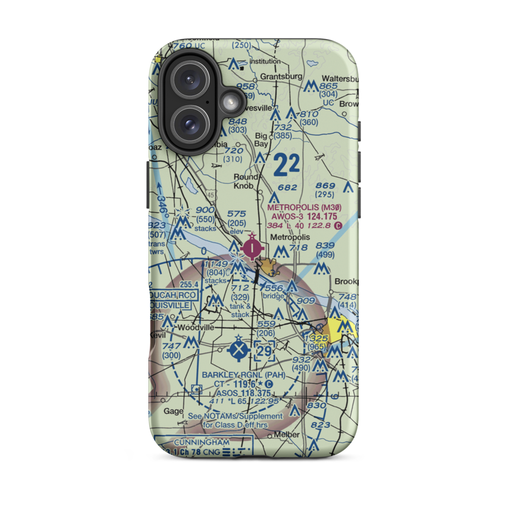 Metropolis Municipal Airport (M30) VFR Sectional  Tough iPhone Case iPhone 16 Plus model shown
