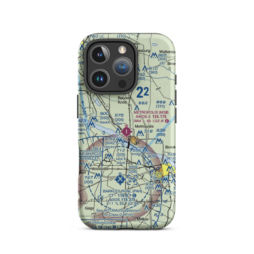 Metropolis Municipal Airport (M30) VFR Sectional  Tough iPhone Case iPhone 16 Pro model shown