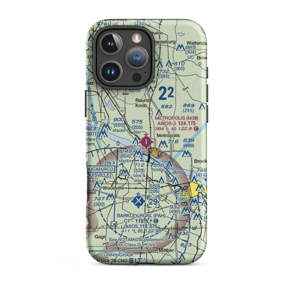 Metropolis Municipal Airport (M30) VFR Sectional  Tough iPhone Case iPhone 16 Pro Max model shown