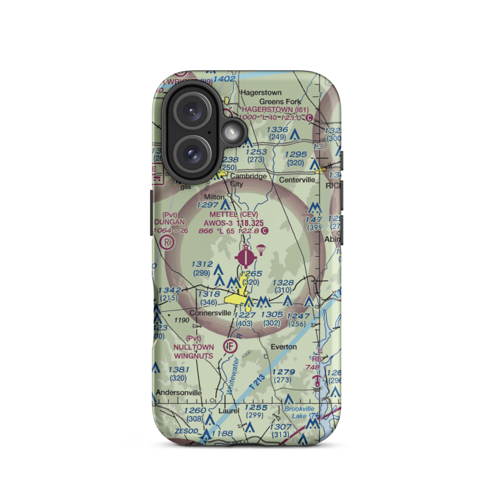Mettel Field (CEV) VFR Sectional  Tough iPhone Case iPhone 16 model shown