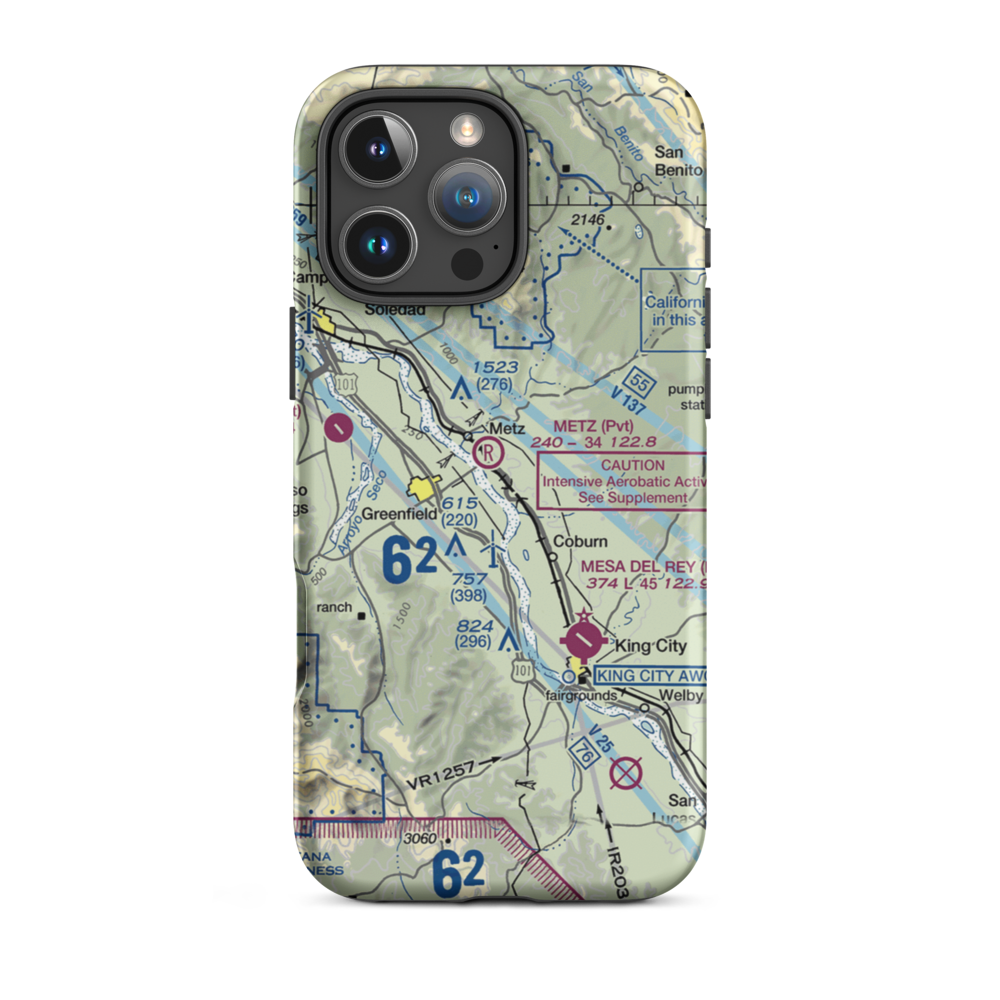 Metz Airport (3CA7) VFR Sectional  Tough iPhone Case iPhone 16 Pro Max model shown
