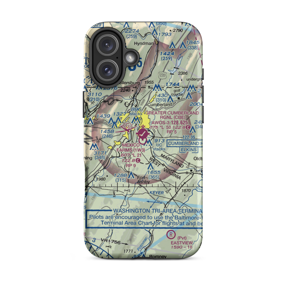 Mexico Farms Airport (1W3) VFR Sectional  Tough iPhone Case iPhone 16 Plus model shown