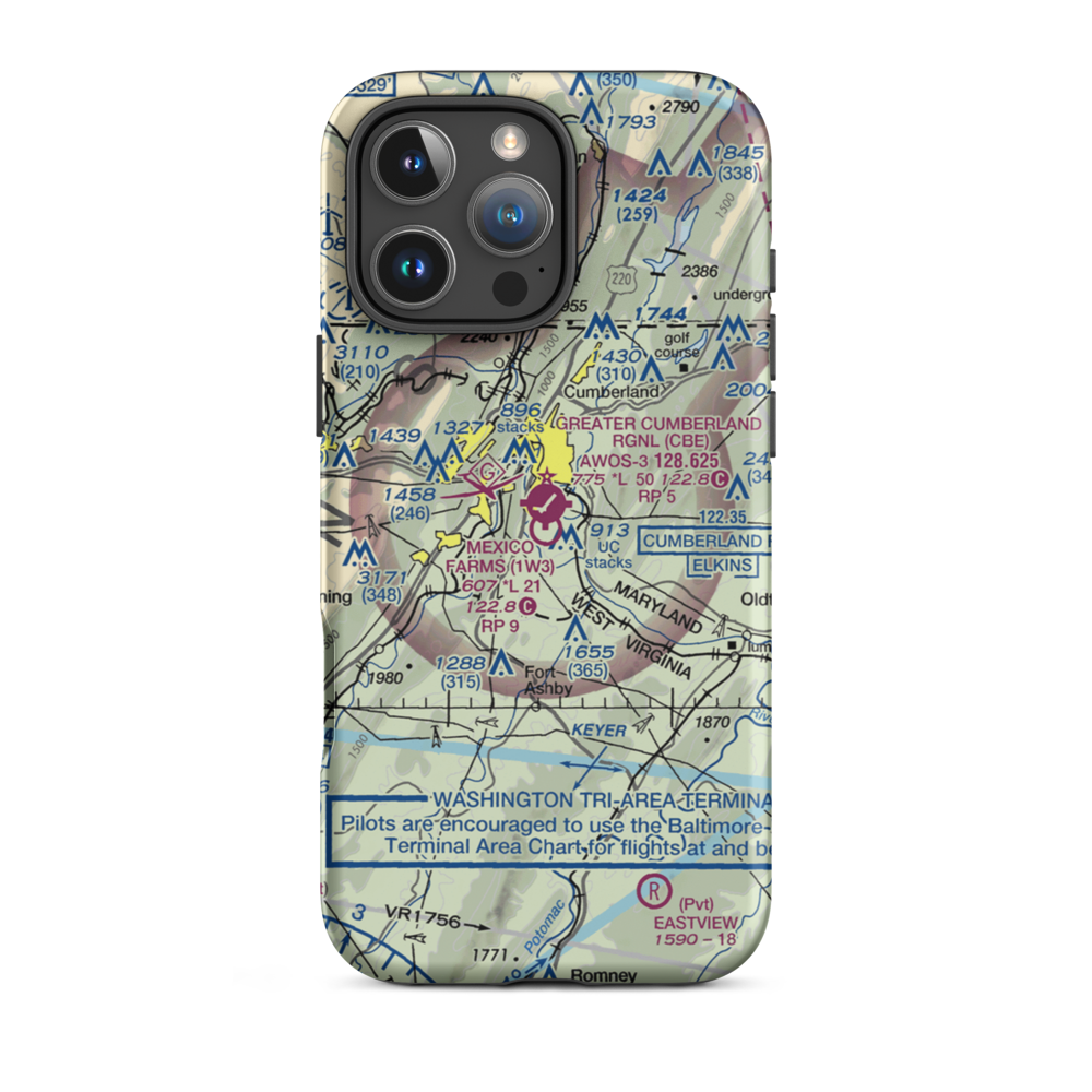 Mexico Farms Airport (1W3) VFR Sectional  Tough iPhone Case iPhone 16 Pro Max model shown