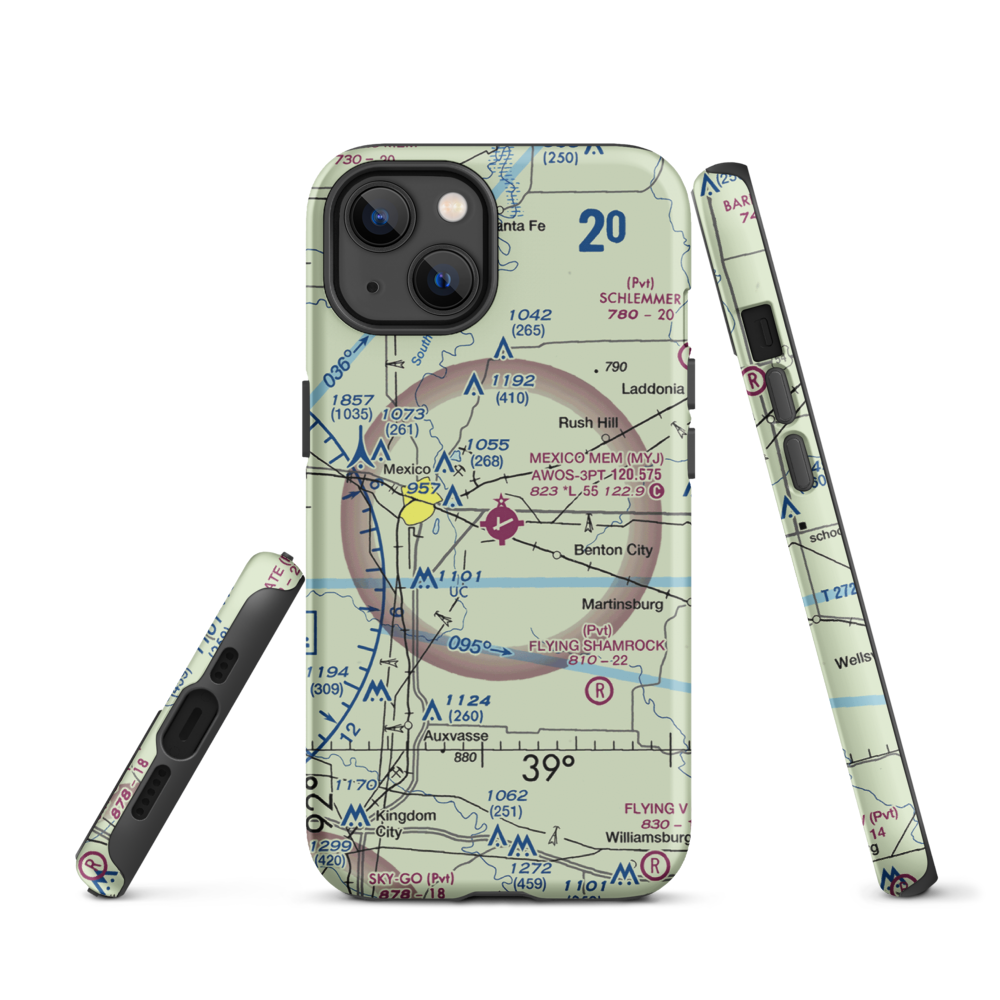 Mexico Memorial Airport (MYJ) VFR Sectional  Tough iPhone Case iPhone 13 model shown