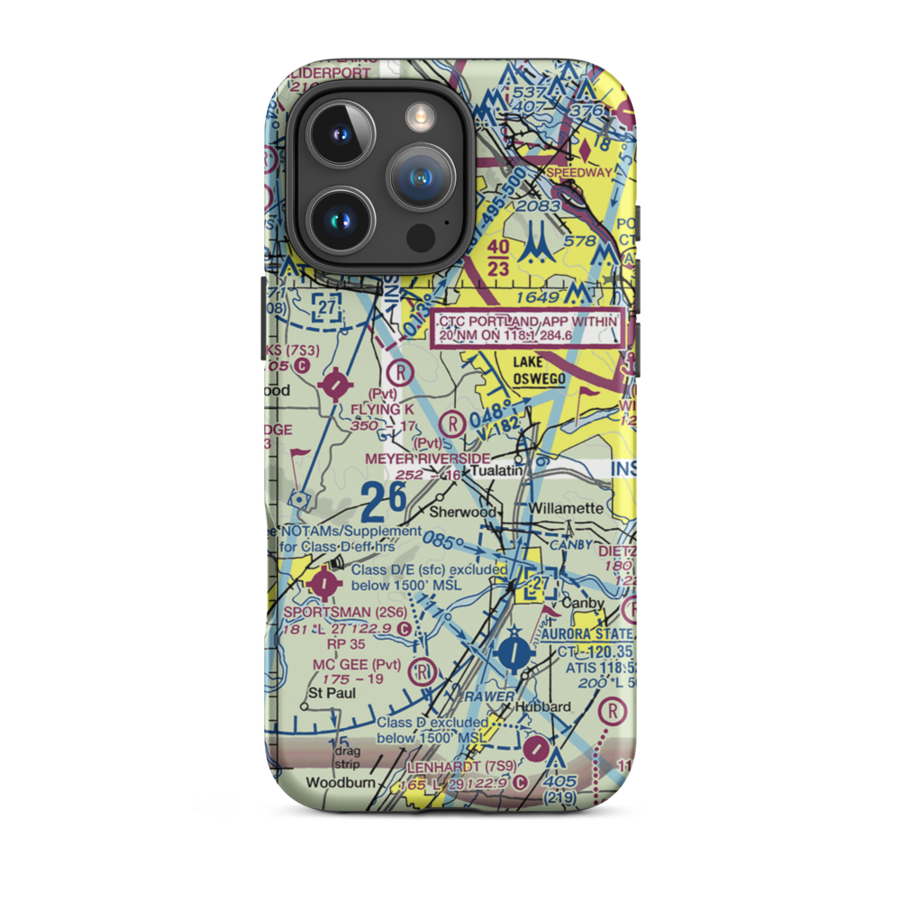 Meyer Riverside Airpark (OG34) VFR Sectional  Tough iPhone Case iPhone 16 Pro Max model shown
