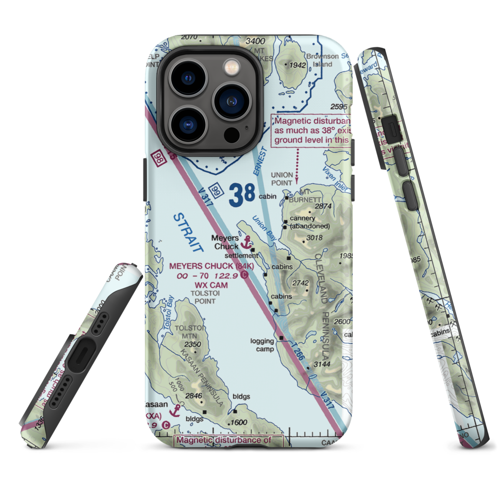 Meyers Chuck Seaplane Base (84K) VFR Sectional  Tough iPhone Case iPhone 14 Pro Max model shown