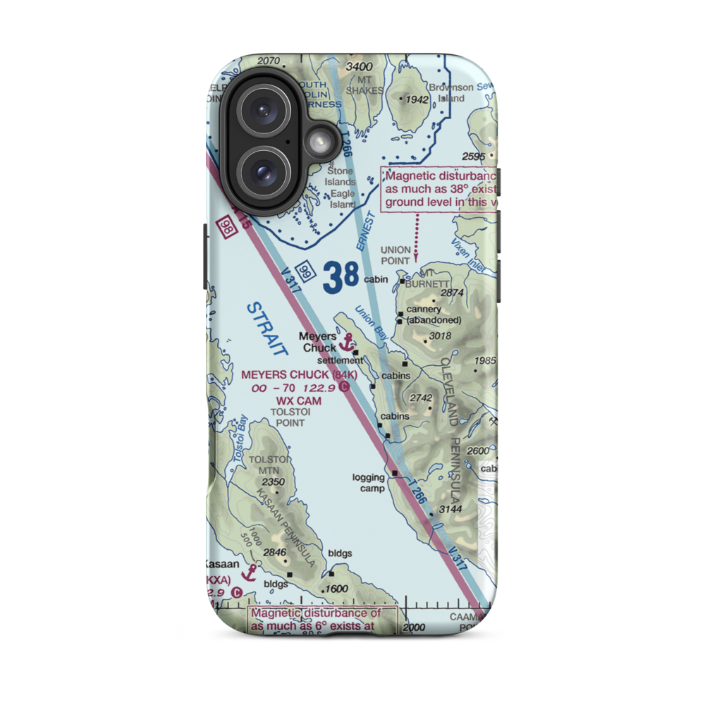 Meyers Chuck Seaplane Base (84K) VFR Sectional  Tough iPhone Case iPhone 16 Plus model shown